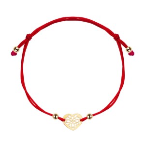 Złota Bransoletka Na Sznurku Verona DA16517 AŻUROWE SERCE