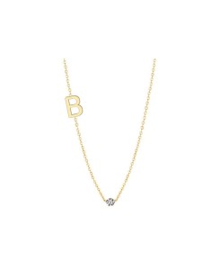 Złoty naszyjnik z literka B i brylantem 0,02ct