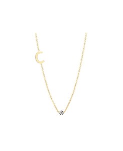 Złoty naszyjnik z literką C i brylantem 0,02ct