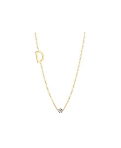 Złoty naszyjnik z literką D i brylantem 0,02ct