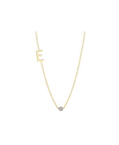 Złoty naszyjnik z literką E i brylantem 0,02ct