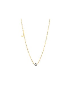 Złoty Naszyjnik z  Literką J i brylantem 0,02ct