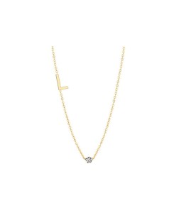 Złoty Naszyjnik z Literką L i brylantem 0,02ct