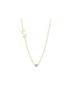 Złoty Naszyjnik z Literką S i brylantem 0,02ct