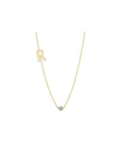 Złoty Naszyjnik z Literką G i brylantem 0,02ct