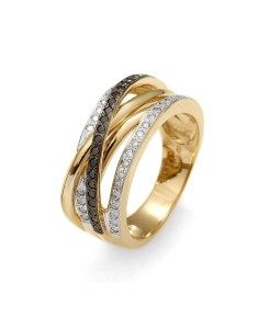 Złoty pierścionek z białymi i czarnymi brylantami 0,55ct