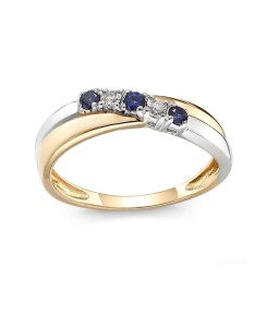 Złoty pierścionek-obrączka z brylantami i szafirami 515 