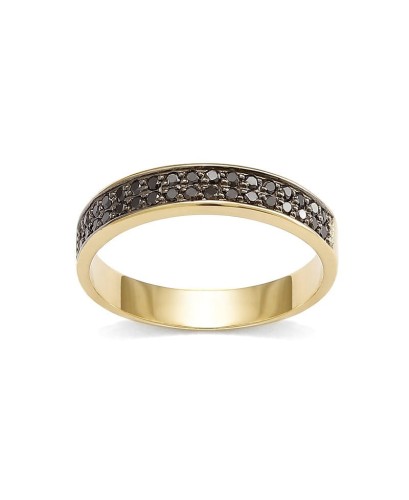 Złoty pierścionek -obrączka z czarnymi brylantami 0,34ct 358/05/bd