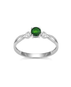 Złoty pierścionek z brylantami i szmaragdem lub rubinem T416/05