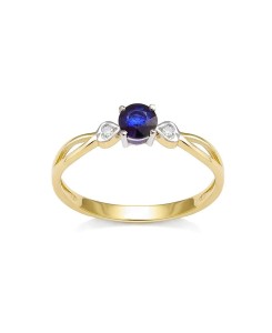Złoty pierścionek z brylantami i szafirem T416/05 0,09ct    