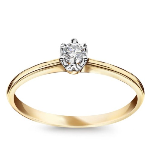 Złoty pierścionek Zaręczynowy z diamentem 0,10ct Verona 1321-M2H Julietta