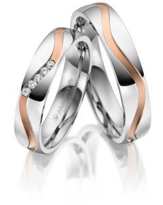 Stalowe Obrączki Ślubne Pozłacane Fala  ES-19 Rose Gold  