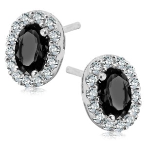 Srebrne Kolczyki Verona IKCM092 ze szkłem i cyrkoniami