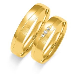 Złote obrączki ślubne B-210 od 4 do 5 mm Fala próba 375