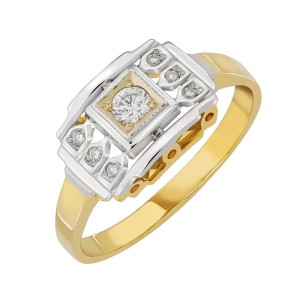 Złoty Pierścionek Retro z diamentami 0,17ct 650