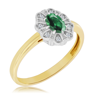 Złoty Pierścionek ze szmaragdem i diamentami 0,47ct   