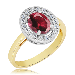 Złoty Pierścionek z rubinem i diamentami 1,49ct