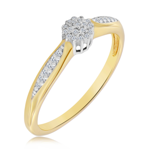 Złoty Pierścionek z diamentami 0,10ct