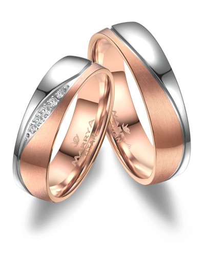 Tytanowe Obrączki Ślubne TI-38 Rose Gold 14K