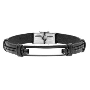 Bransoletka Męska Manoki Skórzana z Blaszką BA1119BS