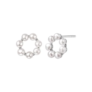 Kolczyki srebrne  Verona PSB204 Kółeczka z perłami