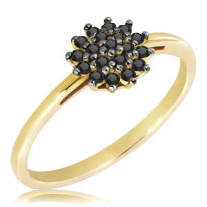 Złoty Pierścionek z czarnymi diamentami 0,25ct