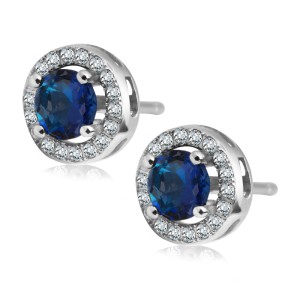 Srebrne Kolczyki Verona IKCB079 Niebieskie Cyrkonie
