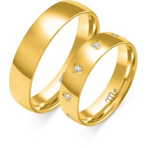 Złote obrączki ślubne serduszka O-356 od 4 do 6 mm próba 585 