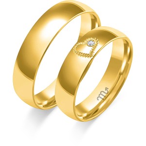 Złote obrączki ślubne serce O-369 od 4 do 5 mm próba 585 