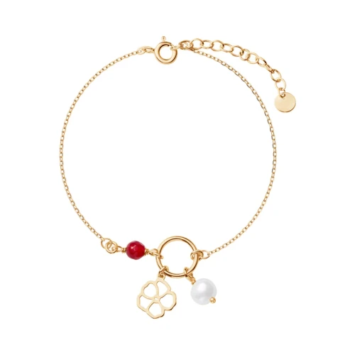 Bransoletka Srebrna Pozłacana Verona BA52599 Kwiat