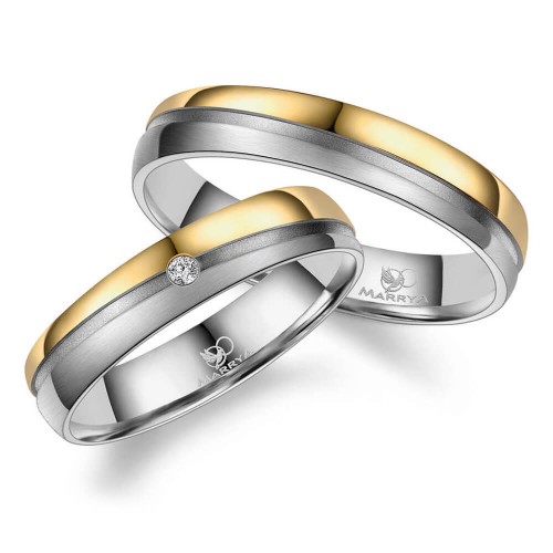 Tytanowe Obrączki Ślubne TI-47 Gold 14K   