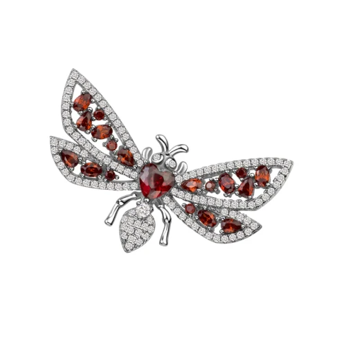 Srebrna Broszka  Verona z cyrkoniami - motyl - Tajemniczy Ogród RP53108