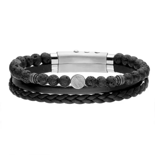 Bransoletka Czarna Męska Manoki BA1176BB CZARNA LAWA