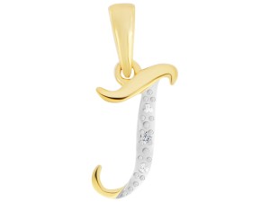 Złota zawieszka literka J z diamentem 0,01ct. próba 585   