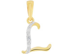 Złota zawieszka literka L z diamentem 0,01ct. próba 585