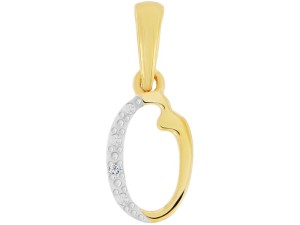 Złota zawieszka literka O z diamentem 0,01ct. próba 585  
