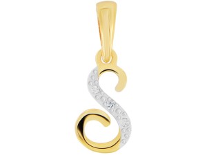 Złota zawieszka literka S z diamentem 0,01ct. próba 585   