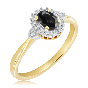 Złoty Pierścionek z czarnym białymi diamentami 0,73ct 