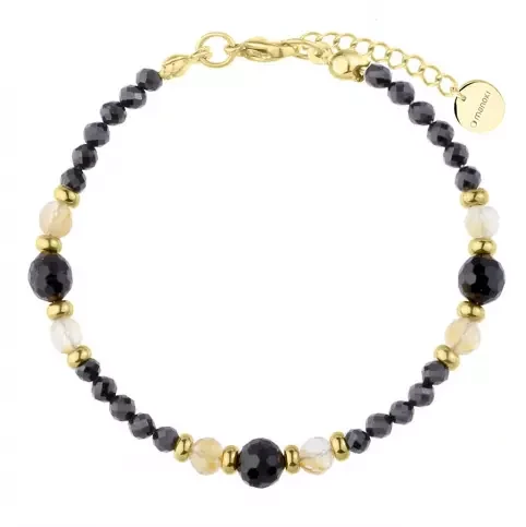 Bransoletka Pozłacana Manoki BA1130GC z czarnymi turmalinami i żółtymi cytrynami 