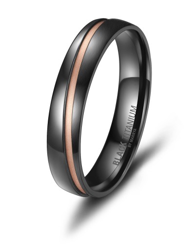 Obrączka z Czarnego Tytanu BT-05 Rose Gold Męska