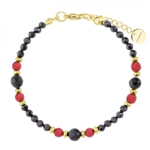 Bransoletka pozłacana Manoki BA1130GK turmalin + koral