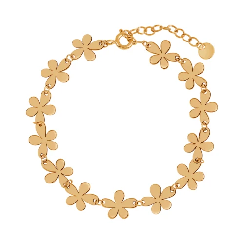 Bransoletka Srebrna Pozłacana Verona B054785 kwiaty - Natura