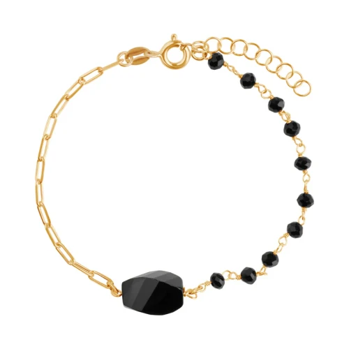 Bransoletka Srebrna Pozłacana Verona BO53462 z onyksem