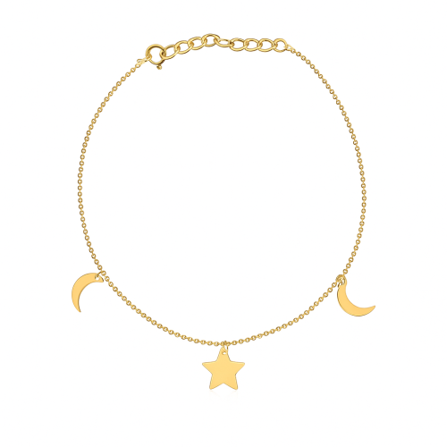 Bransoletka Srebrna Pozłacana 07280167/00 Księżyc i Gwiazda