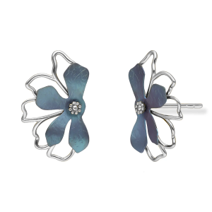 Srebrne Kolczyki z tytanem Kwiat jeans 071-0833/60