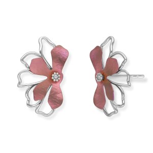 Srebrne Kolczyki z tytanem Kwiat róż 071-0833/80