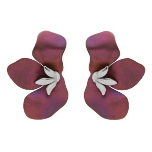 Srebrne Kolczyki z tytanem Kwiat Różowy Half 071-0713/80