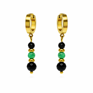 Kolczyki Stalowe Manoki KA214GZ z turmalinem i szmaragdem