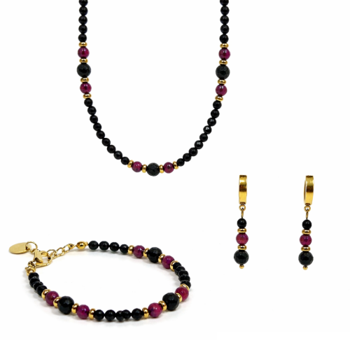 Zestaw biżuterii z turmalinem i rubinem Manoki