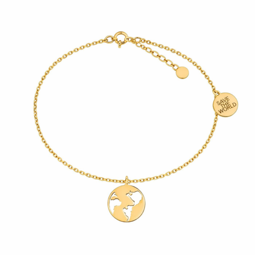 Bransoletka Srebrna pozłacana Verona B048480  z zawieszką „Save the World”